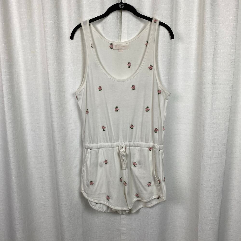 Spiritual Gangster White&Pink Embroidered Floral Perfect Lounge Romper Sz.M - Picture 3 of 13